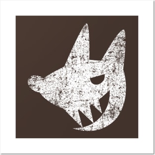 Cute Laughing Wolf - Distressed Posters and Art